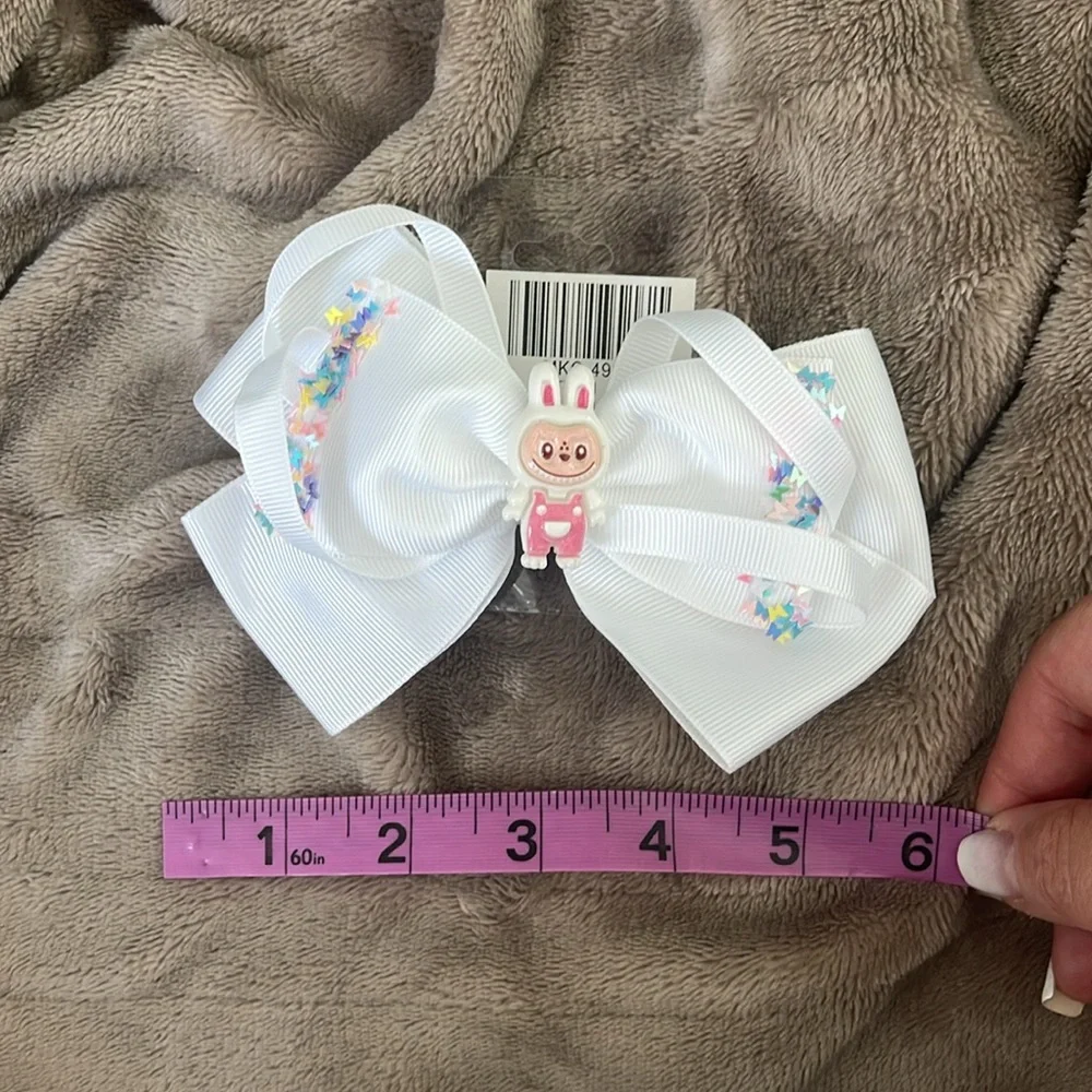 White Hair Bow labubu monster Charm butterfly glitter Accents new